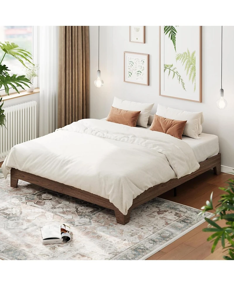 gaomon Bed Frame, Wooden Platform Minimalist with Wood Slats Support, Underbed Space for Storage, No Box Spring Required