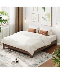 gaomon Bed Frame, Wooden Platform Minimalist with Wood Slats Support, Underbed Space for Storage, No Box Spring Required