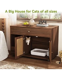Tribesigns Cat Litter Box Enclosure - Stylish Cabinet on Wheels with Drawers for Easy Movement and Storage