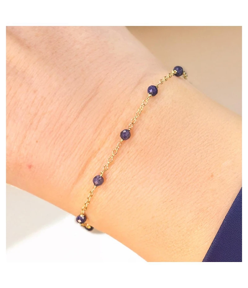 The Lovery Blue Sapphire Bead Chain Bracelet 14K Gold