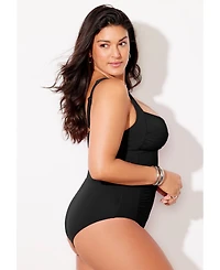 Swimsuits for All Women's Ruched Twist Front One Piece Swimsuit