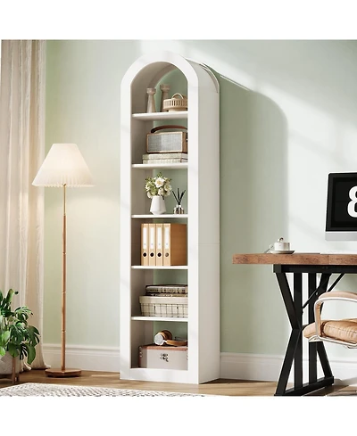 Tribesigns 74.8" Tall Arched Bookshelf, 6-Tier Narrow Open Bookcase(1 Pc)