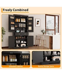 gaomon 72" Kitchen Pantry Cabinet with Drawer, Doors and Shelves, Wood Farmhouse Storage Cabinet, Large Storage Cupboard for Living Room