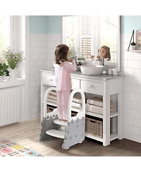 gaomon 2-in-1 Toilet Seat with Step Stool, Potty Chair Attachment, Adjustable Seat and Step Ladder