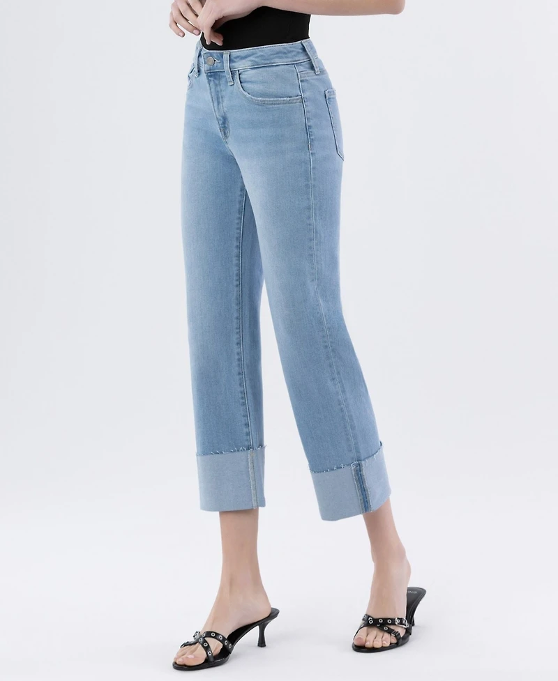 Vervet Women's High Rise Cuffed Straight Jeans
