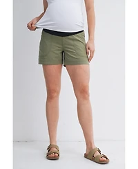 Hello Miz Women's Maternity Over-the-Belly Pull-On Shorts with Pockets