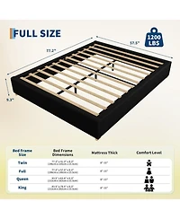 gaomon Cloud Bed Frame，Corduroy Low Bed Frame Without Headboard, Thick Fabric Upholstered Platform Bed, Solid Wood Legs, No Box Spring Needed
