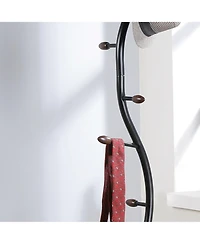Rainsken Metal Standing Coat Rack with 9 Hooks, Stable Round Base and Elegant Branch Design, Perfect for Coats and Hats for Entryway, Hallway
