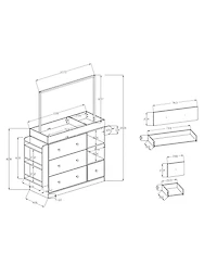 flynama Modern Baby Changing Table with Drying Rack 3 Deep Drawers and Storage Shelves Multi-Functional Nursery Dresse