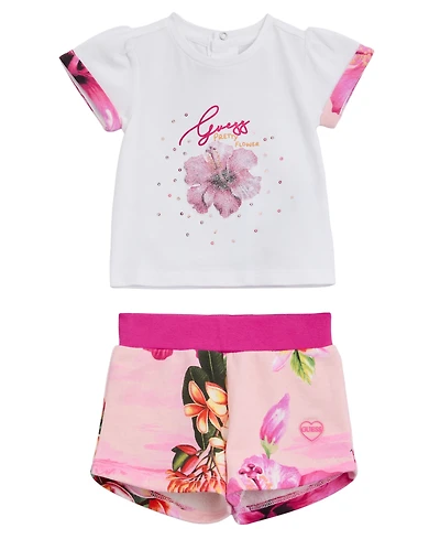 Guess Baby Girls' Short-Sleeve T-Shirt and Shorts, 2-Piece Set
