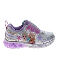 Disney Little Girls Frozen Sneakers Glitter Comfortable Adjustable Strap (Toddler / Kids)