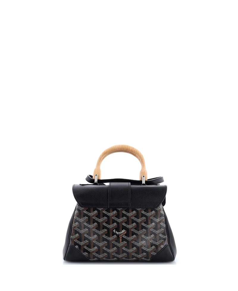 Pre-Owned Goyard Mini Saigon Top Handle Bag Coated Canvas with Leather