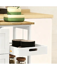 Yigii kitchen cart, beveled shelves with storage, solid wood top, adjustable shelves