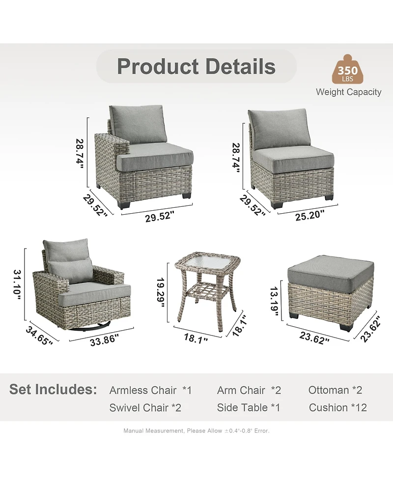 Xizzi 8 Piece Outdoor Rattan Patio Furniture Set with Sofa & Ottoman