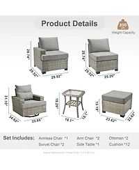Xizzi 8 Piece Outdoor Rattan Patio Furniture Set with Sofa & Ottoman