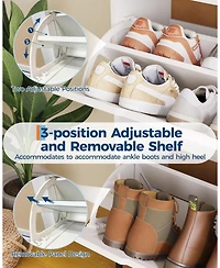 gaomon Rattan Shoe Cabinet Storage with 4 Flip Drawers and 2 Top Drawers Freestanding Shoe Organizer Wooden Slim Shoe Rack Storage