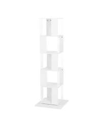 Rainsken 360° Rotating Bookshelf, 5-Tier Floor Standing Bookcase, Modern Display Rack with Acrylic Plate, Anti-toppling Base for Living Room
