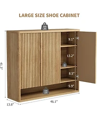 Gaomon 46-Inch Wooden Shoe Cabinet with Adjustable Shelves, Fluted-Door Large Shoe Storage Organizer, Holds 30–35 Pairs