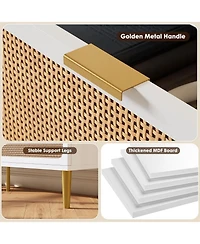 gaomon Modern Rattan 6 Drawer Dresser White Deep Storage Wide Top for Bedroom