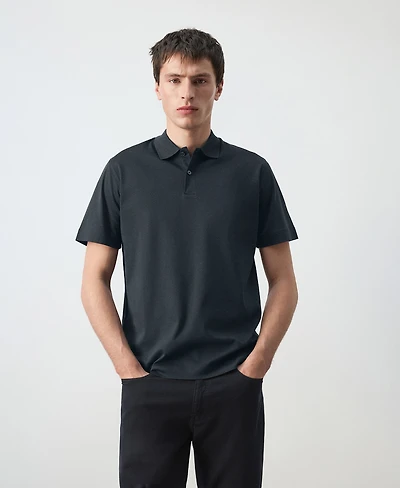 Mango Men's Cotton Fine-Knit Polo Shirt
