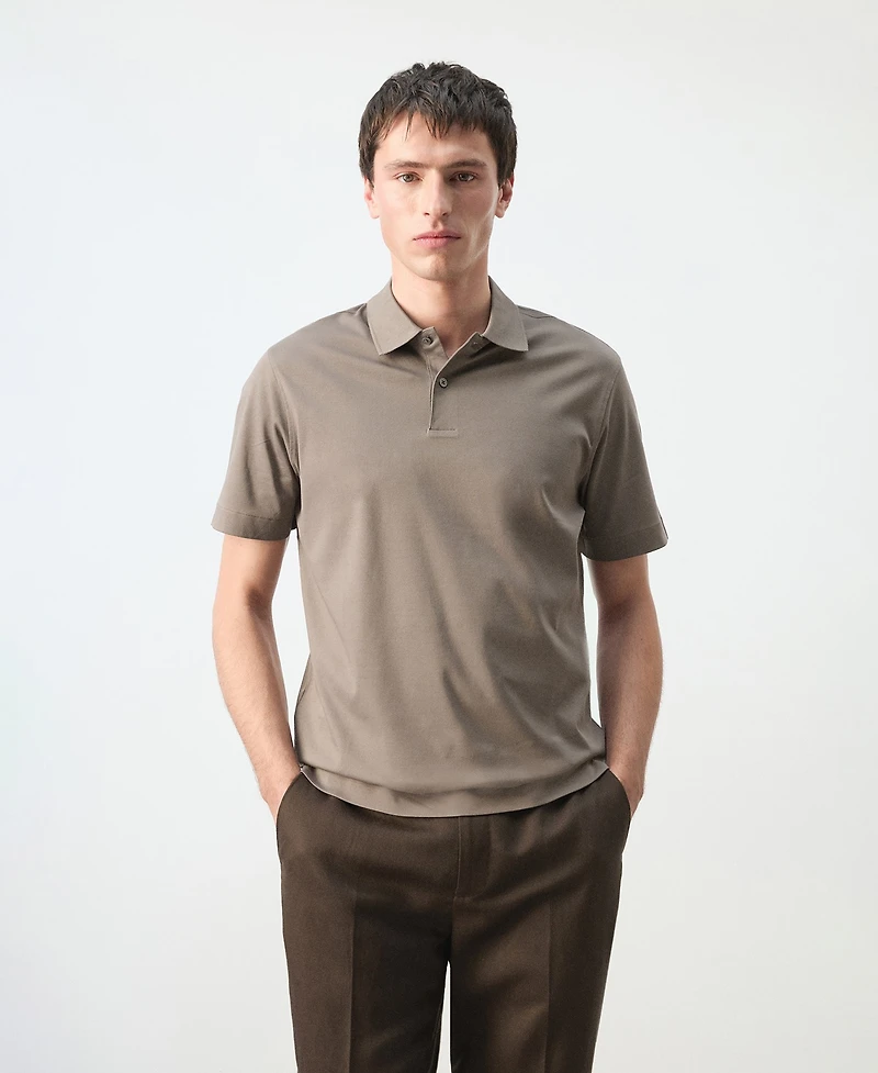 Mango Men's Cotton Fine-Knit Polo Shirt