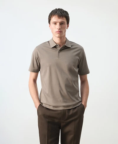 Mango Men's Cotton Fine-Knit Polo Shirt