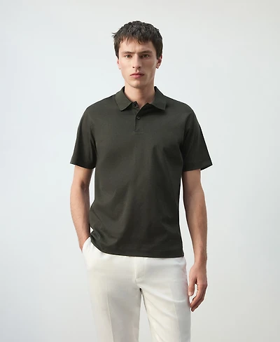 Mango Men's Cotton Fine-Knit Polo Shirt