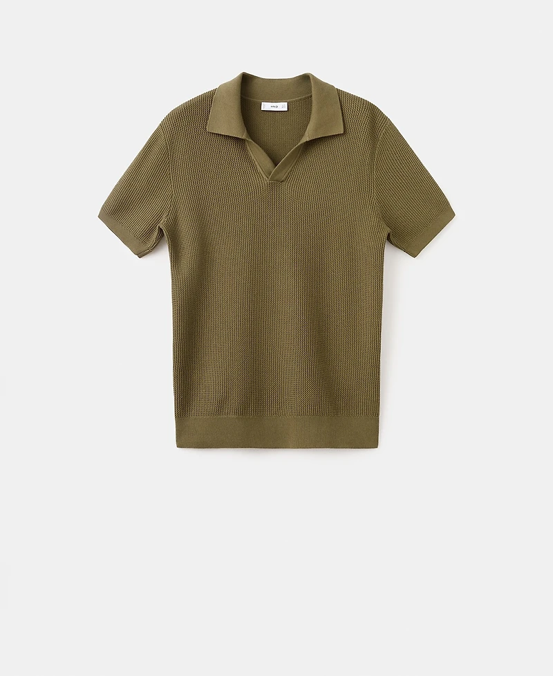 Mango Men's Cotton Knitted Structure Polo Shirt