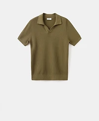 Mango Men's Cotton Knitted Structure Polo Shirt
