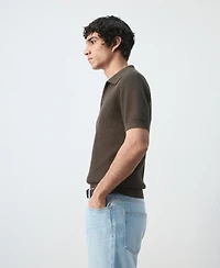 Mango Men's Cotton Knitted Structure Polo Shirt