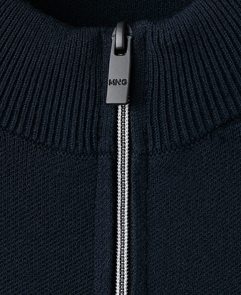 Mango Men's Comfort Stretch Knit Cardigan Sweater