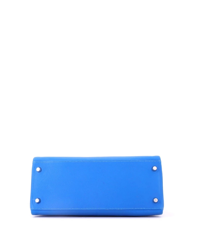 Pre-Owned HERMES Kelly 28 Handbag Evercolor with Palladium Hardware