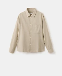 Mango Men's Linen and Cotton Blend Striped Shirt