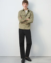 Mango Men's Plaid Print Button Jacket