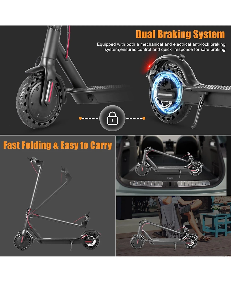 Ltmate 350 W 8.5" Electric Scooter, 20 mph, 19.7" Foldable, Dual-Brake, Smart App