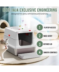 Ltmate Stainless Steel Litter Box with Lid,with Triple Pedal, Non-Sticky