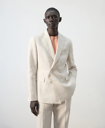 Mango Men's Amalfi Linen Slim-Fit Double-Breasted Suit Blazer