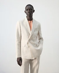 Mango Men's Amalfi Linen Slim-Fit Double-Breasted Suit Blazer