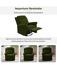 Clihome Velvet Swivel Rocking Chair, Modern Upholstered Glider Chair Adjustable Backrest Recline
