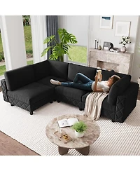 gaomon 134 in Cloud Couch L Shaped Sofa, 4 Seat High Density Sponges Modular Sectional Sofa, Velvet Couch with Upholstered for Living Room