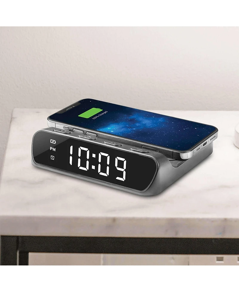 iHome Timex 15W Wireless Charging Digital Alarm Clock