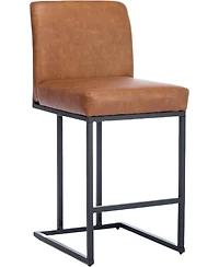 gaomon 24" Counter Height Bar Stool with Back, Pu Leather Upholstered Metal Frame