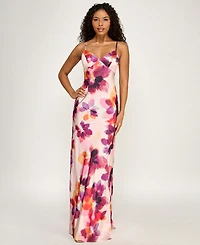 Seni & Cade Women's Printed Halter V-Neck Dress