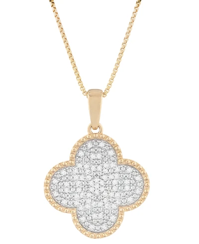 Macy's Men's Clover Diamond Pendant Necklace (1/2 ct. t.w.) in 14k Gold-Plated Sterling Silver