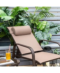 Gymax 3PCS Outdoor Bistro Set Patio Conversation w/ Adjustable Backrest