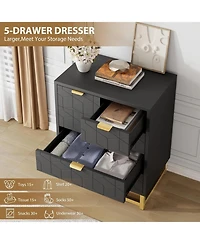 gaomon 5 Drawer Dresser Metal Legs for Bedroom and Living Room