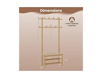 Slickblue Pe Rattan Hall Tree Coat Rack with Bench and Shoe Storage