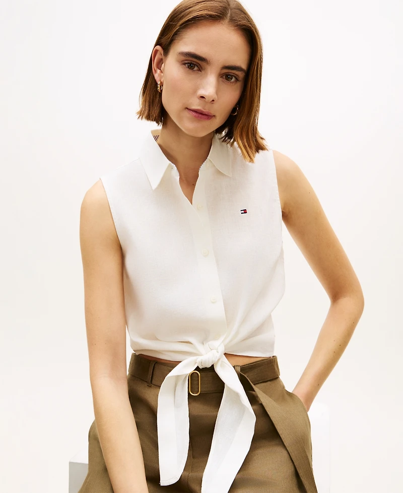 Tommy Hilfiger Women's Knotted Collared Top