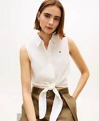 Tommy Hilfiger Women's Knotted Collared Top