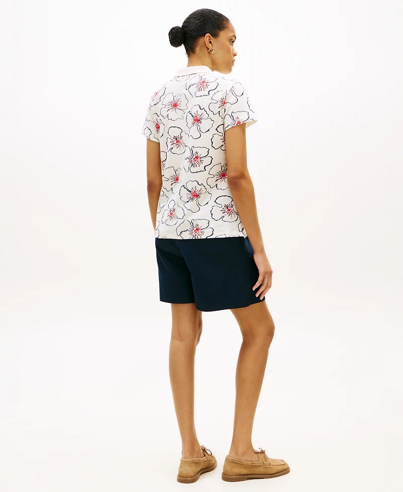 Tommy Hilfiger Women's Classic Pique Printed Short-Sleeve Polo Top
